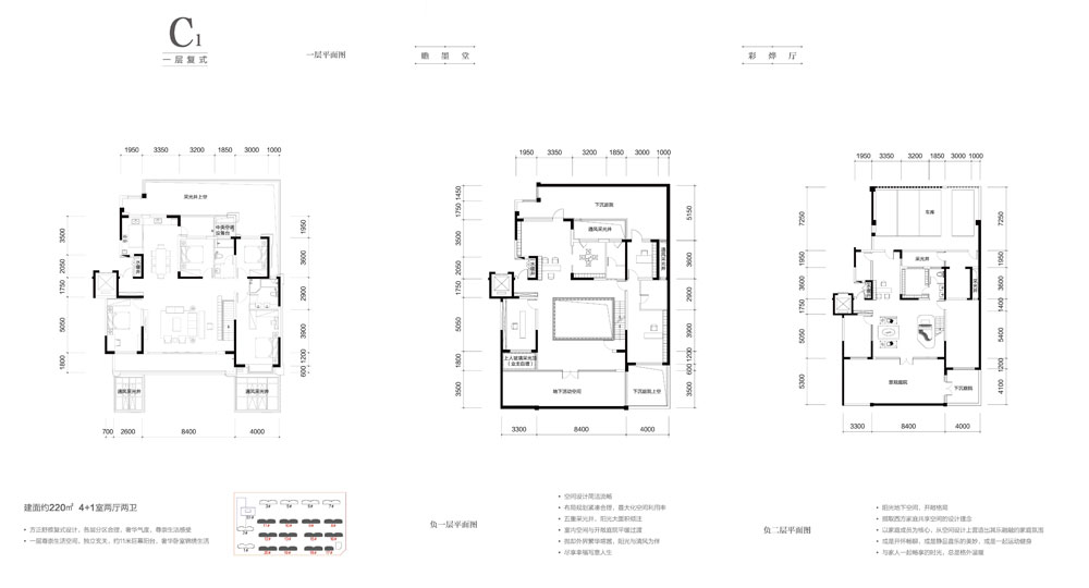 C1一層復(fù)式 約220㎡ 4+1室兩廳兩衛(wèi)