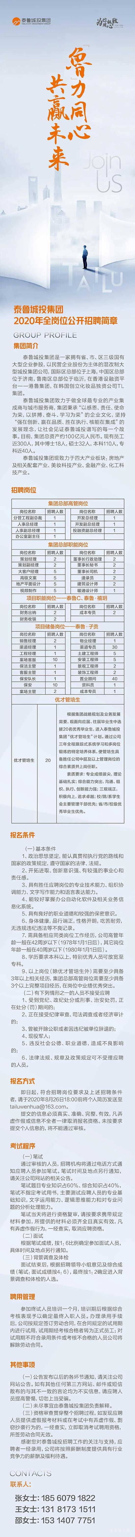 “魯”力同心 共贏未來(lái)——泰魯城投集團(tuán)2020年全崗位公開(kāi)招聘