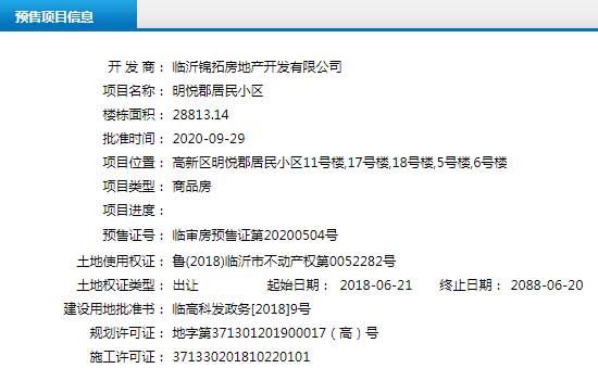 9月下旬臨沂共38項目獲預售證 共批準123棟樓