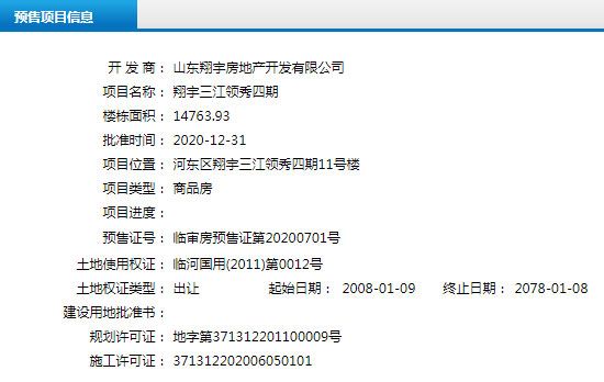 12月下旬臨沂共21項目獲預售證，共批準55棟樓