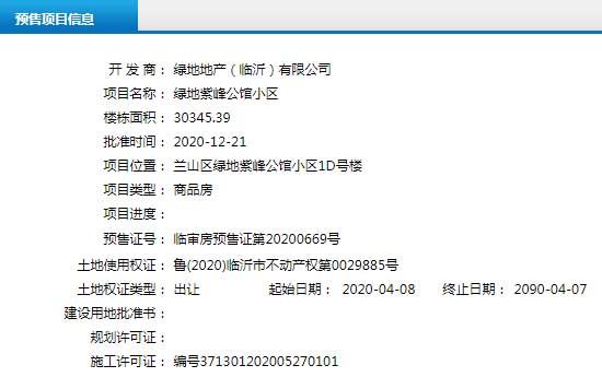 12月下旬臨沂共21項目獲預售證，共批準55棟樓